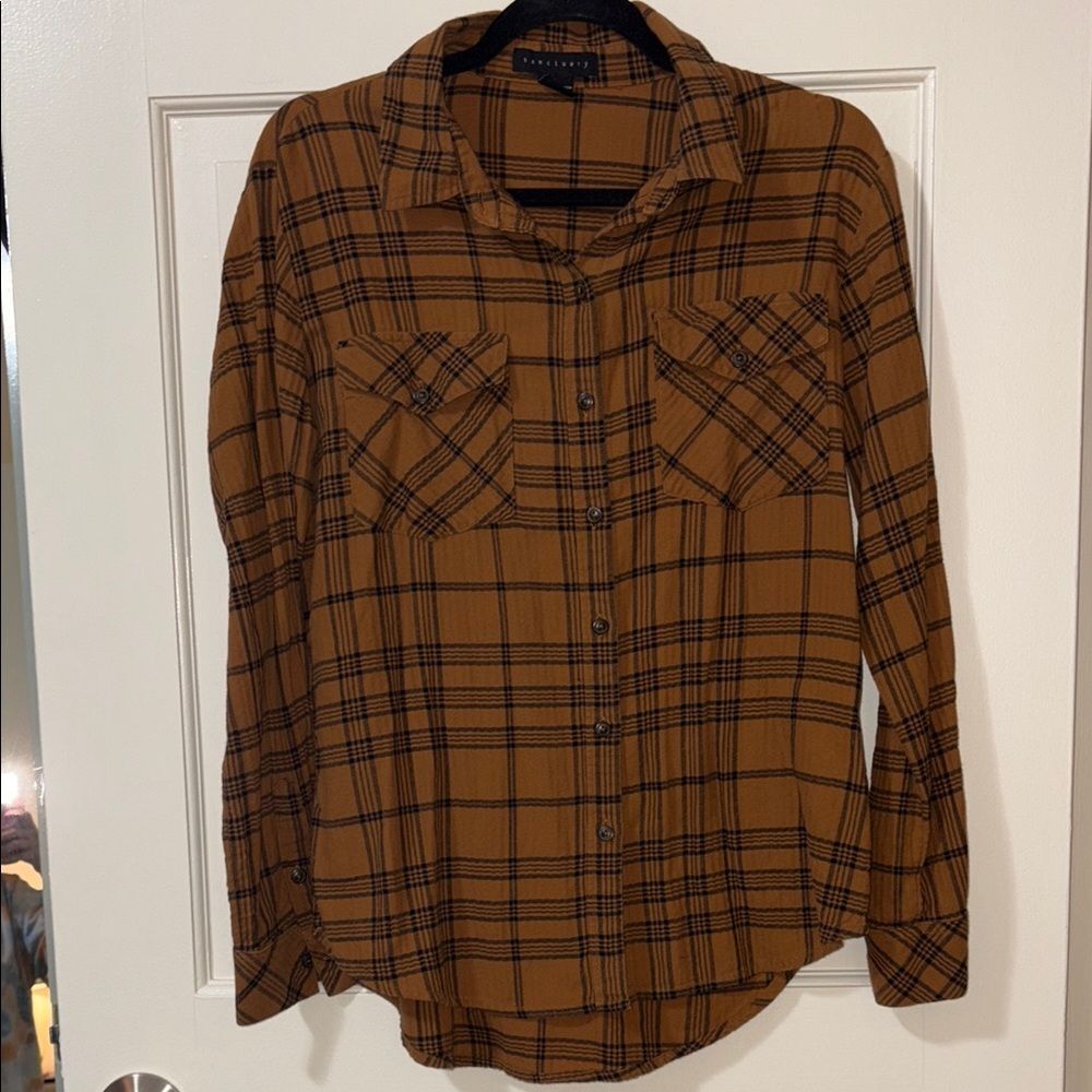 Sanctuary Mustard Plaid Button-Up Shirt